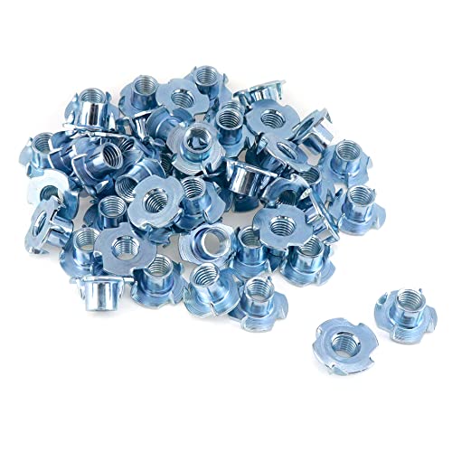 T Nuts M10 50Pcs Threaded Inserts T-Nuts, Zinc-Plated Steel 4 Pronged Tee Nut for Wood, Rock Climbing Holds Cabinetry - size: 50Pcs