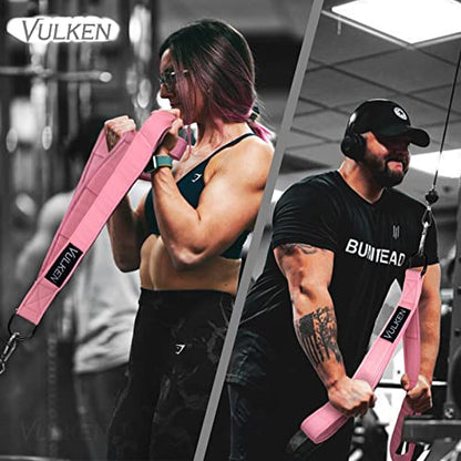 Vulken Tricep Rope Cable Attachment. 28.7 Inch & 22 Inch Two Lengths Built in One Pull Down Rope - color: Pink