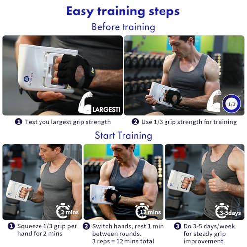 Digital Grip Strength Tester, 265 lb Hand Dynamometer, Blue