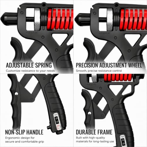 Hand Grip Strengthener Adjustable 5-165kg Grip Strength Trainer with Steel Spring Finger Exerciser for Men and Women - color: Black