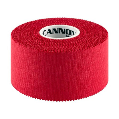 Cannon Sports Premium Athletic Tape - 1.5” x 45 Feet Per Roll - Easy Tear, No Sticky Residue, Very Strong, Hypoallergenic and Latex Free - Ideal for Sprains, Strains, First Aid - Pack of 3 (Red) - color: Red