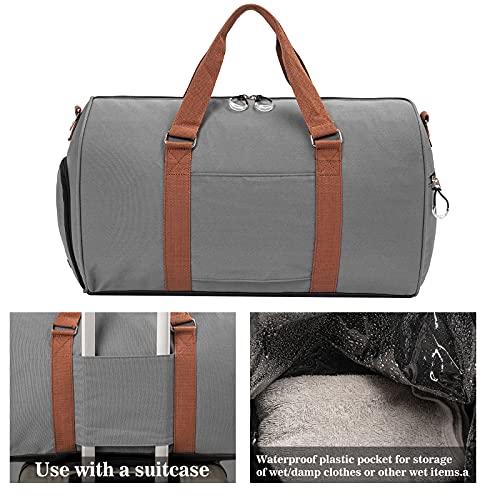 Sports Gym Bag with Shoe Compartment&Wet Pocket,Travel Duffel bag,Weekend Bag,Workout Bag Suitable for Men and Women - color: grey