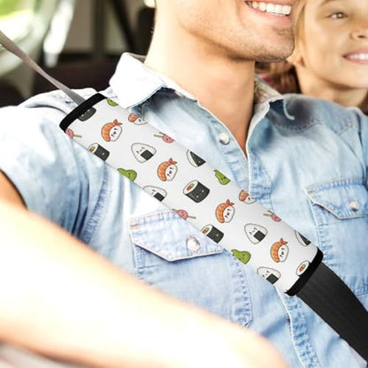 Soft Padded Car Seat Straps Shoulder Pads for Elderly Support, All Vehicles, 1 Pair Japanese Kawaii Food Sushi Shoulder Protector Anti-Slip Pad - color: Pattern 123