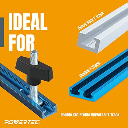 POWERTEC 71173 T Track Knob Kit, 1/4-20 Threaded Bolts and Washers, 46 Piece Set, T Track Bolts, T Track Accessories for Woodworking Jigs and Fixtures - size: 1/4"-20, style: 46 pcs