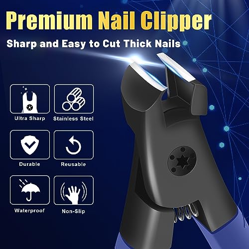 Professional Ultra Sharp Nail Clippers for Thick Finger & Toenails - Long Handle, Suitable for Men, Women & Seniors - size: blue