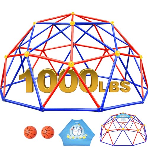 Zupapa 10FT Climbing Dome, Outdoor Jungle Gym for Kids with Climbing Grip - Geometric Dome Climber Supports 1000LBS Outdoor Playset and Easy Assembly Outdoor Play Equipment for Kids (Purple, 10FT) - color: Purple, size: 10FT with Basketball Net