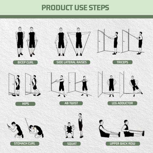 VEICK Resistance Bands with Handles, Ankle Straps, Door Anchor | Accredited Lab Certified, 100% Natural Latex, Cushioned Handles, Versatile for Yoga, Pilates, Strength, Home Gym - color: Green 150LBS