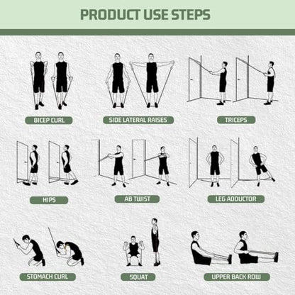VEICK Resistance Bands with Handles, Ankle Straps, Door Anchor | Accredited Lab Certified, 100% Natural Latex, Cushioned Handles, Versatile for Yoga, Pilates, Strength, Home Gym - color: Green 150LBS