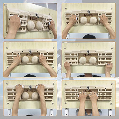 Two Stones Wooden Hangboard Rock Climbing Pull Up Bar Designed Training for Climbing, Wooden Fingerboard Climbing Training Board for Building Core Strength and Endurance (CJ-HB2003)