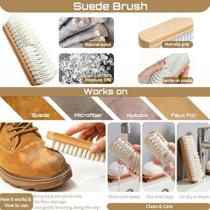 4Pcs Suede Brush and Eraser Set for Shoe Cleaning | Nubuck Boot Care, Suede Jacket Care