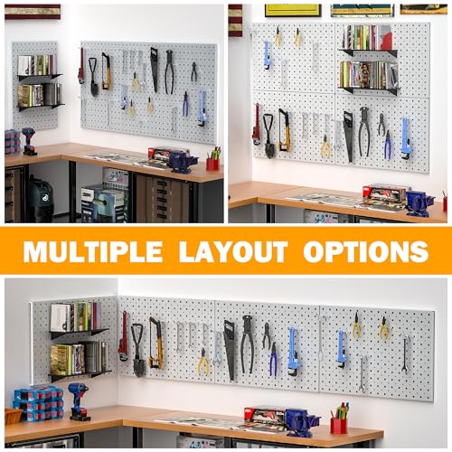Pegboard Smith Metal Pegboard Panels, 16" x 12" Heavy-Duty Steel Peg Boards for Garage Tool Storage, Wall-Mounted Pegboard Organizer System (Pack of 4, Gray) - color: Gray