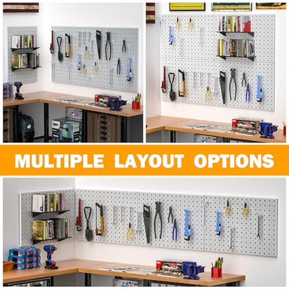 Pegboard Smith Metal Pegboard Panels, 16" x 12" Heavy-Duty Steel Peg Boards for Garage Tool Storage, Wall-Mounted Pegboard Organizer System (Pack of 4, Gray) - color: Gray