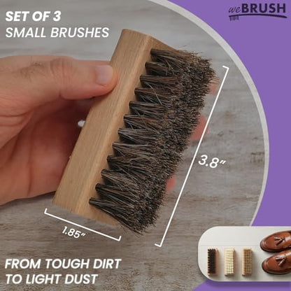 3 Small Shoe Brushes, Shoes Cleaning Brush Kit, Suede Shoe Cleaner, Boot White Sneaker Cleaner with Nylon Boar Horsehair Bristles Suede Brush for Canvas Leather Bags Jackets Scrub & Polish