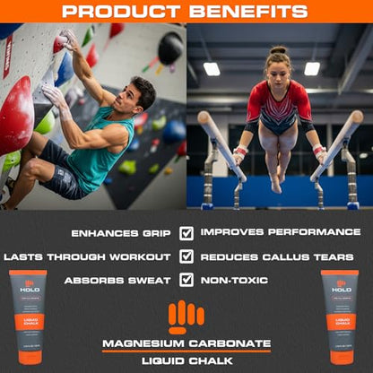 HOLD Liquid Sports Chalk for Climbing, Weightlifting, Gymnastics & Powerlifting – No Additives, Non-Toxic, Sweat-Resistant, Strong Grip Performance - style: Unscented