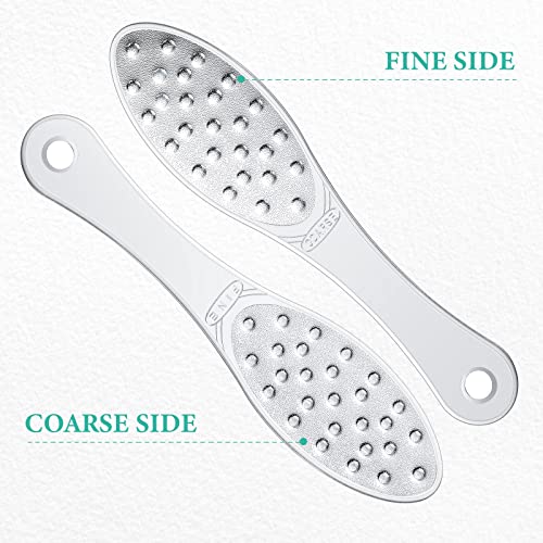2 Pcs Stainless Steel Foot File Callus Remover Double Sided Metal Foot Scraper Rasp Scrubber for Wet or Dry Skin Professional Pedicure Tool for Hard Skin Cracked Heels Feet (Classic Style) - size: 1 Count (Pack of 2)