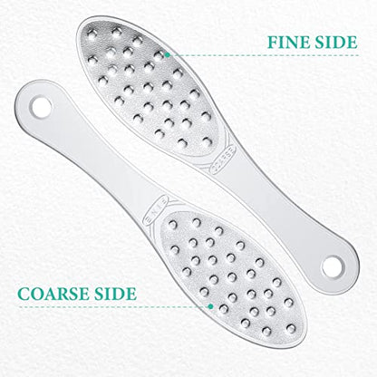 2 Pcs Stainless Steel Foot File Callus Remover Double Sided Metal Foot Scraper Rasp Scrubber for Wet or Dry Skin Professional Pedicure Tool for Hard Skin Cracked Heels Feet (Classic Style) - size: 1 Count (Pack of 2)
