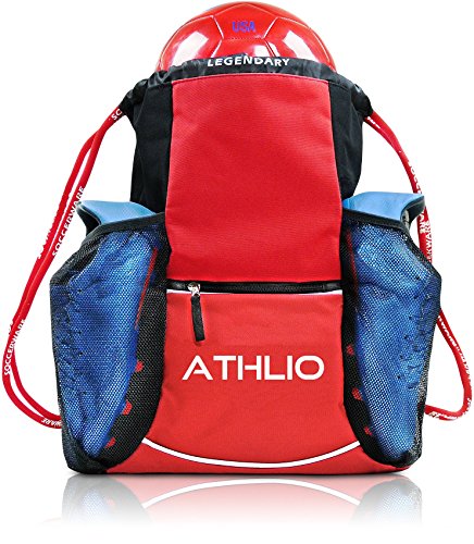 Soccerware Legendary Drawstring Gym Bag - Waterproof | For Sports & Workout Gear | XL Capacity | Heavy-Duty Sackpack Backpack - color: Red
