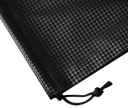 PALTERWEAR Tech-Weave PU-Coated Drawstring Bags (Set of 5) Water-Resistant, Directional-Stretch Travel Organizers for Gym, Toiletries, Tech Gear, Tablet - Durable, Wipe-Clean (Black 3D, 9 x 12 In) - size: 9 x 12 Inch