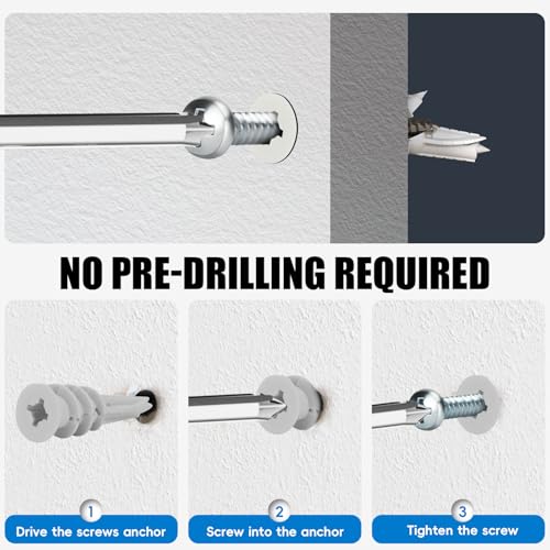 Self Drilling Drywall Anchors with Screws Kit 120 Pcs, No Pre Drill Required, Heavy Duty Holds Up to 75 LB, #8 x 1-1/4, for Sheetrock Shelves and Mirrors