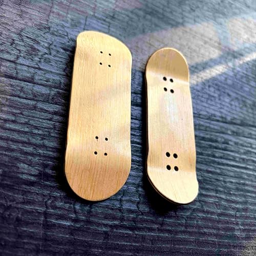 Professional Handmade Bamboo Fingerboard - 33mm 6-Ply Wooden Deck, 20th Anniversary Edition Vintage Mini Skateboard, Pro 34mm Silver Trucks & Beige II Bearing Wheels