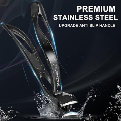 2026 Toenail Clippers for Seniors Thick Toenails | Angled Heavy Duty Large Toe Nail Clippers for Men and Very Sharp Slanted Curved Blade Toenail Clippers 4PCS Set - color: 4pcs Black & Sliver