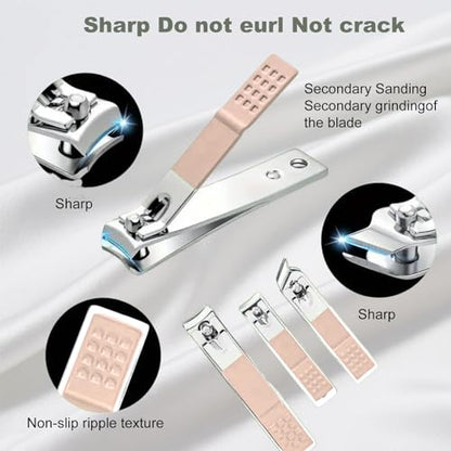 16 pcs Manicure Set Nail Clippers Pedicure Kit Stainless Steel Tools Portable Travel Case for Thick Nails(Rose Gold) - color: Rose Gold
