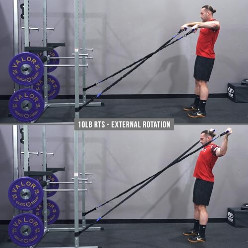 Valor Fitness Resistance Bands - 5lb to 25lbs - Carabiners Attached & 2 Bands per Weight Option with Handles– Sheath Covered - Strength Training New Compact 39" Design - Wall Door Rack Mount Options - color: Black -10 lb Pair