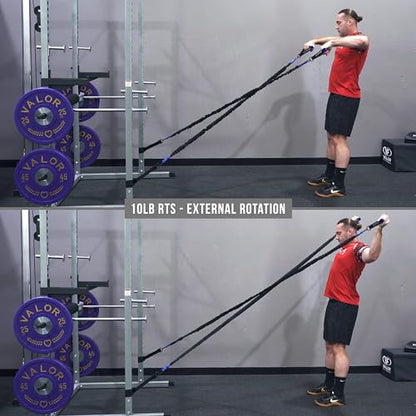 Valor Fitness Resistance Bands - 5lb to 25lbs - Carabiners Attached & 2 Bands per Weight Option with Handles– Sheath Covered - Strength Training New Compact 39" Design - Wall Door Rack Mount Options - color: Black -10 lb Pair
