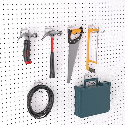 FRIMOONY Heavy Duty Pegboard Hooks 12 Pack, 4 Inch Long, Fitting 1/4 Inch Pegboard Holes, Silver Metal Garage Workshop Shed Organizer - style: 12Pack
