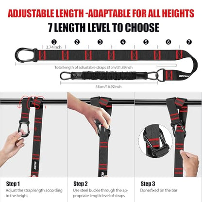 Pull Up Assistance Bands 260lbs, Heavy Pull Up Bands Resistance Bands for Pull Ups Working Out with Feet Rest, Pull Up Bar Bands Assistance Bands Strength Training Workout Equipment, Height Adjustable - color: Black