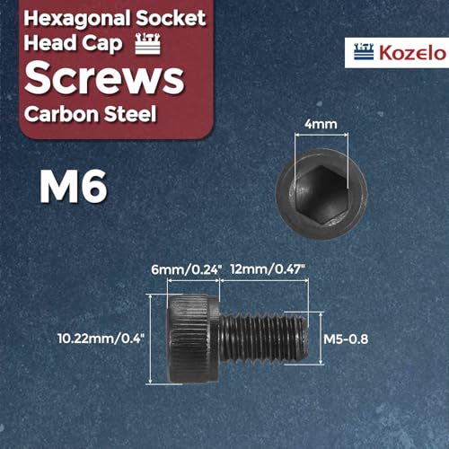 25pcs Socket Head Cap Screws - [M6-1 x 12mm] Alloy Steel Black Oxide Grade 12.9 Internal Hex Screw for 3D Printer Furniture Industrial Use, Black - size: M6-1x12mm