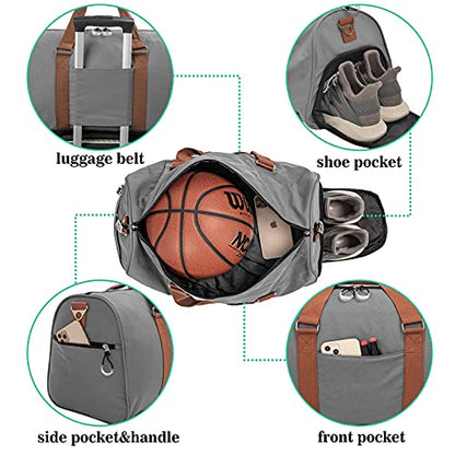 Sports Gym Bag with Shoe Compartment&Wet Pocket,Travel Duffel bag,Weekend Bag,Workout Bag Suitable for Men and Women - color: grey