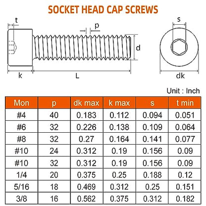 5/16-18 x 1" Socket Head Cap Screws Cap Bolts, 12.9 Grade Alloy Steel Black Oxide, Allen Hex Drive, UNC Coarse Thread Fully Threaded, 10 PCS - size: 5/16-18 x 1"