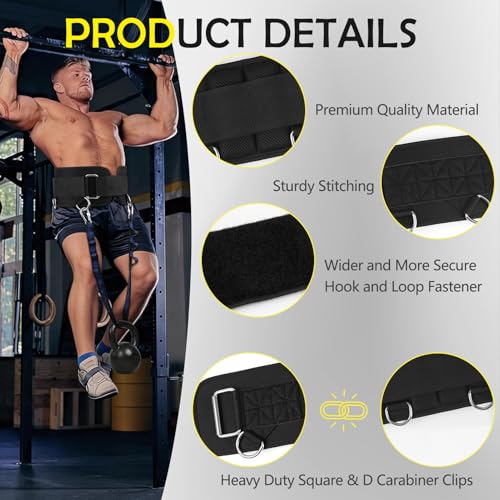 5 D-Rings Dip Belt with 30.7" Adjustable Nylon Strap for Pull Up | Weight Lifting weighted Gym Belts with Structured Back Supportfor Squat, Powerlifting & Deadlift