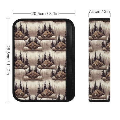 Universal Fit Seat Belt Cover for Adult Use, Stroller Pushchair High Chair, 2PCS Wild Animal Hunting Western Cabin Rustic Country Farmhouse Bear Harness Pads Strap Shock Absorption - color: Pattern 599