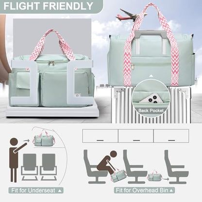 Small Gym Bag for Women, Travel Duffle Bag Carry On Weekender Bag with Shoe Compartment - color: 34#Green, style: Gym Bag&toiletry Bag