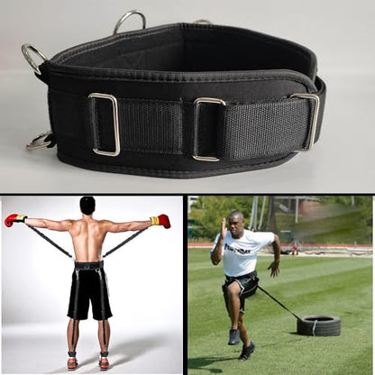 LOOEEL Fitness Resistance Belt Multi Functional Fitness Belt with 5 Rings for Weight Training and Resistance Training of Load Carrying Pull Up Belt Squat