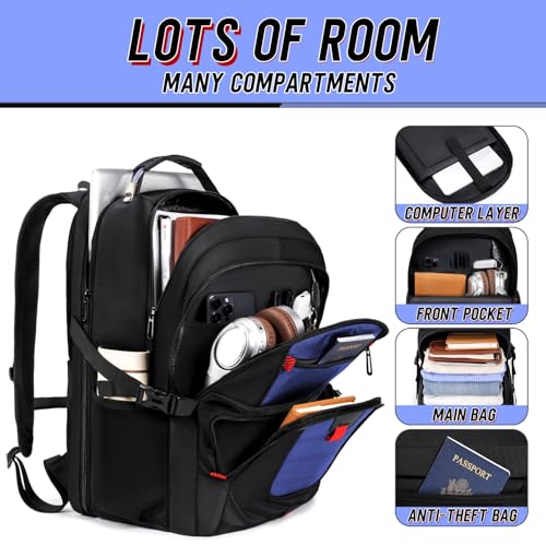 Z-MGKISS 18.4 Large Travel Backpack, USB Computer Bagpack Fits 18.4 Inch Laptop, Business Backpack for Men, TSA Flight Approved, Laptop Backpacks, Blue - color: Blue, size: 18.4IN