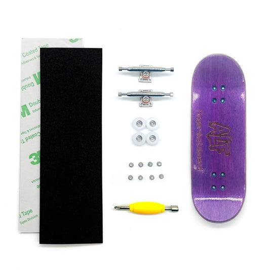 32mm Professional Fingerboard Complete Set, 7 Color Options, 5-Layer Maple Wood Deck with Metal Trucks, Bearing Wheels and Grip Tape (Purple) - color: Purple