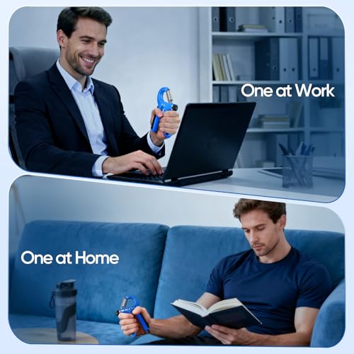 FitBeast Grip Strength Trainer 2 Pack – Adjustable Hand Grip Strengthener for Strength Training & Rehabilitation, 10-132 lbs Resistance Forearm Strengthener, Ideal for Athletes, Rehab, Office - color: Light Blue