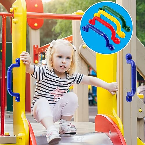 8 Pieces Playground Safety Handles for Kids Playground Handles Swing Set Accessories Safety Hand Grips for Playset Playhouse Treehouse Climbing Frame (Green,Blue,Yellow,Red) - color: Green,blue,yellow,red