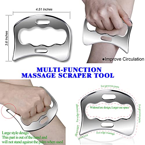 BYYDDIY 4 in 1 304Stainless Steel Muscle Scraper Tool Kit,Scraping Massage Tools for Physical Therapy,Derma Edge Massage Tool & GuaSha Massage Scraper Tool - style: SBDC
