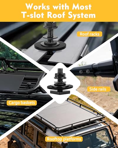 T Slot Bolts for Roof Rack Cross Bars, Platform, Cargo Basket, Stainless Square T Track Bolt Adapter to Secure Bike/Ski/Kayak Rack, Solar Panel, Awning, 4mm Thick - color: M8x30mm,6pk