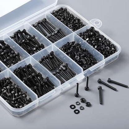 VGBUY 1001Pcs M2.5 Screws Kit,Black M2.5 Screws (7 Sizes 4-20mm),Hex Socket Head Cap Small Metric Bolts Nuts Assortment,12.9 Grade Alloy Steel,Black Oxide, 4/6/8/10/12/16/20mm - size: M2.5x4/6/8/10/12/16/20mm, style: Socket Head