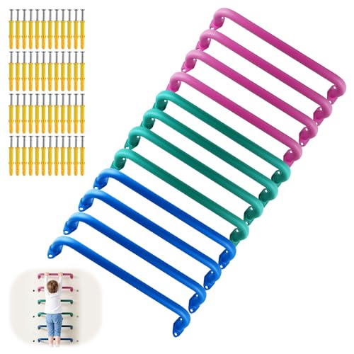 3 Colors 17 inch Metal Playground Handles, 12 Pack Monkey Bars Indoor Heavy Duty Ceiling Grab Bars for Indoor Outdoor Playgrounds Climbing Frames - size: 17Inch-12Pack