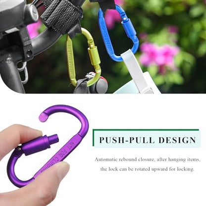 2PCS Hook for Hanging Helmet Goggle Headsets Bags, Heavy Duty Carabiner Clip, Adjustable Strap Hook for Scooter (Purple) - color: Purple