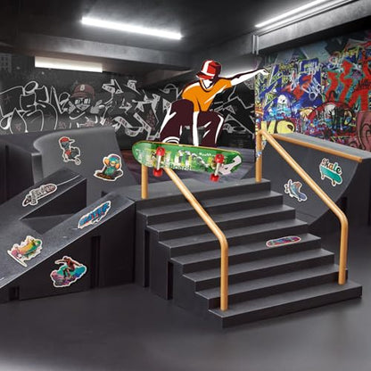 Finger Skateboard Ramps Sets DIY Assembly Mini Finger Skateboard 14 Pieces Fingerboard Skatepark for Kids Children Training Props Fingerboard Park