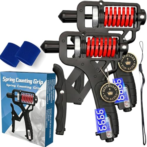 Ergonomic Adjustable H-Grip Hand Trainer – Forearm Strengthener with Counter, Adjustable 11-350 Lbs, TPR Non-Slip Handles, for Therapy & Strength Training - color: Black*2, size: Digital display