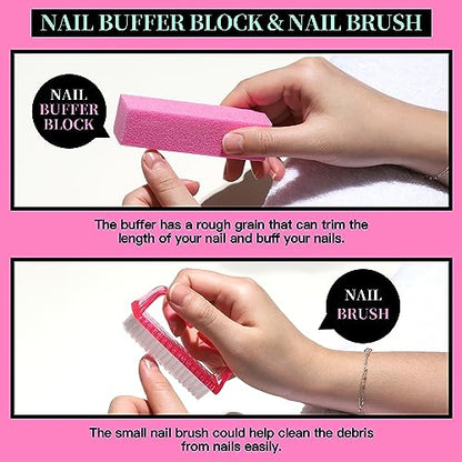 FANDAMEI Nail Care Kit, Nail Files 100/180, Nail Buffer Block, Cuticle Nippers, Cuticle Trimmer, Cuticle Pusher, Nail Tools, Nail Kit, Pedicure & Manicure Tools, Nail Prep Kit, Manicure Kit for Women - color: C-pink
