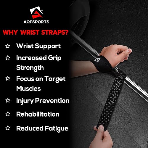 AQF Weight Lifting Straps, Padded Cotton Gym Wrist Straps for Deadlifts | 23" Extra-Long, Heavy-Duty Webbing, 5mm Neoprene Cushioning, Open-Loop Design, Sold as Pair, Ideal for Rows & Pull Workout - color: Black Gel Padded